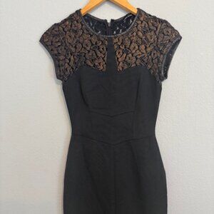 Karen Millen Black and Gold Lace Dress! Size 4